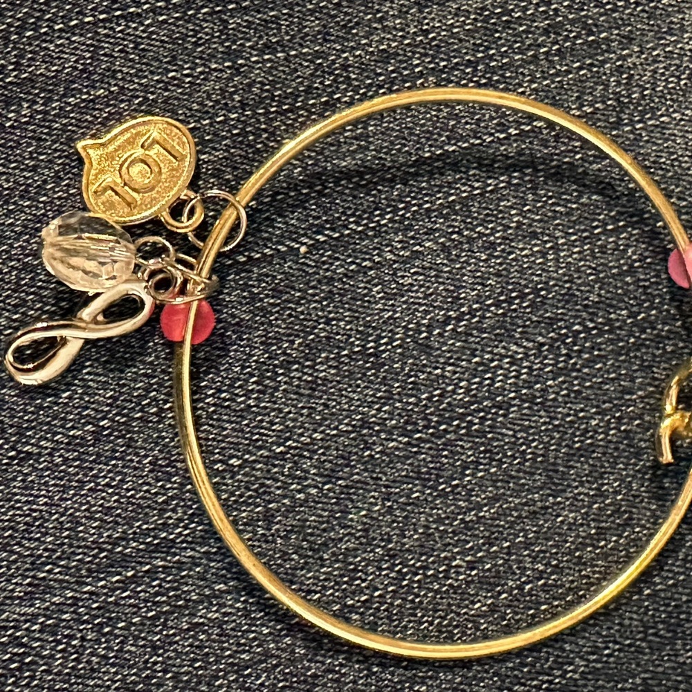 Fun Gold Charm Bangle Bracelet